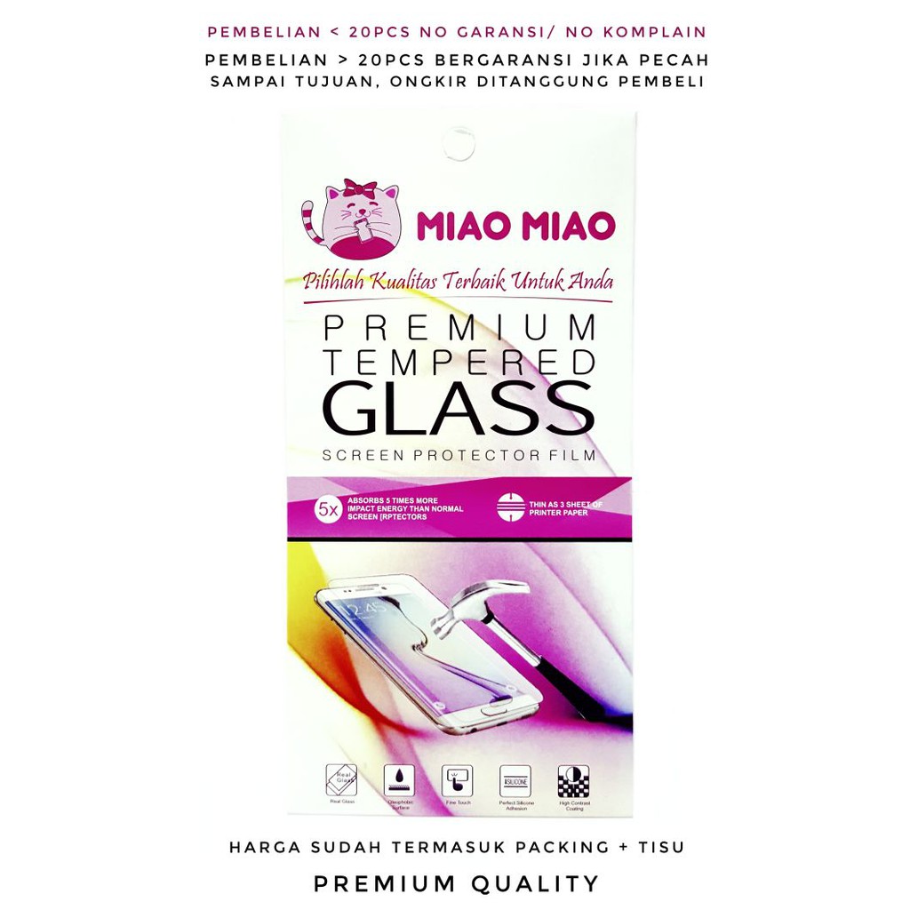 MIAO TEMPERED GLASS SAMSUNG XIAOMI OPPO ASUS LENOVO IPHONE 