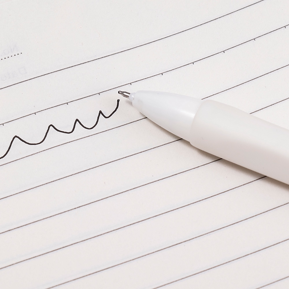 Pulpen Tinta Hitam 0.5mm Casing Putih Netral Bisa Refill Untuk Stationery Kantor