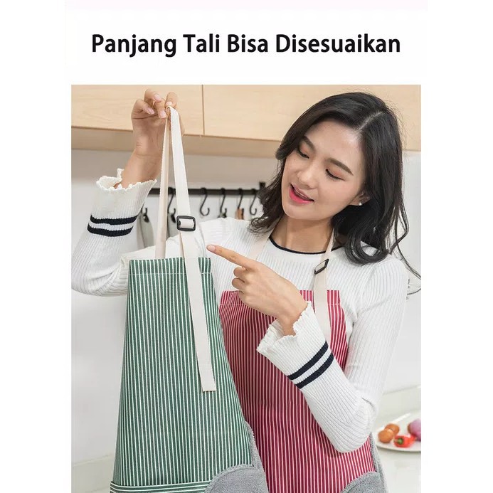 Grosir - H8017 Celemek Anti Air /  Celemek Garis Awan Waterproof / Apron Waterproof Bisa Lap Tangan