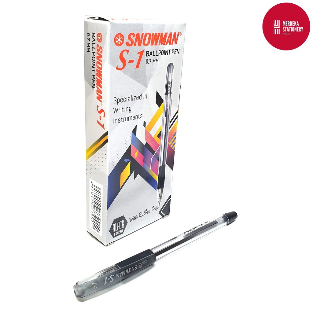 

(ISI 12)Pulpen/Bolpen/Ballpoint/Ballpen Snowman S1/S-1(HITAM) 0.7mm