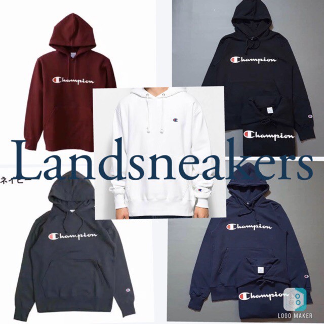 ABZ  [ BAYAR DI TEMPAT ] HOODIE CHAMPION SCRIPT ORIGINAL 100% NAVY, BLACK, WHITE, DARK GREY, MAROON