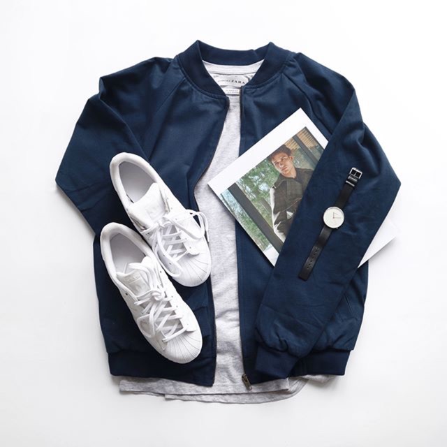 Canvas Suede Bomber Navy