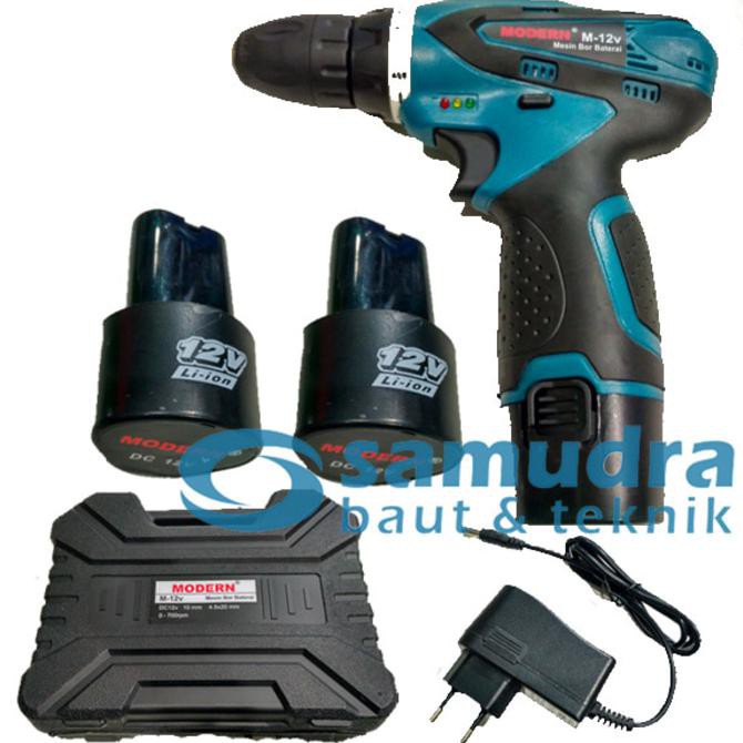 DISKON BESAR Mesin Bor Cordless 12V / Cordless Drill 12 V MODERN M-12V - 3 Baterai
