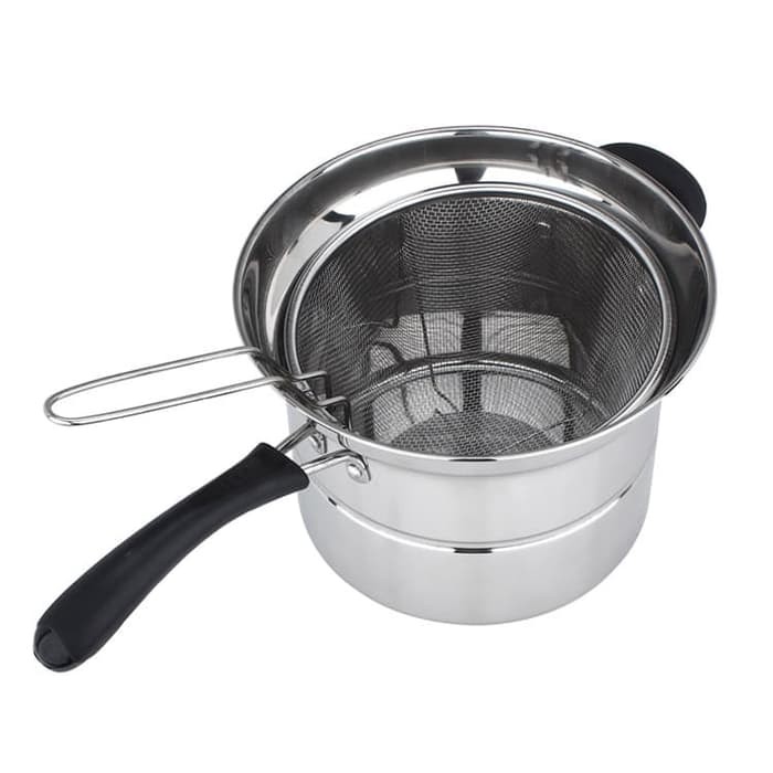 Panci Deep Fryer Stainless Multifungsi - 22 cm 3 in1 Bisa untuk Menggoreng, Merebus, dan Mengukus