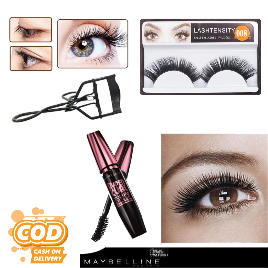 Mascara Maybelline Warna Hitam + Galenco Penjepit Bulu mata Primer Mata