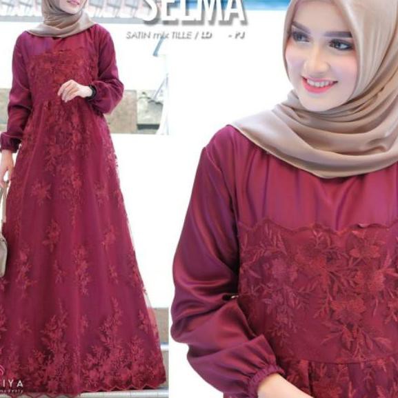 Terbaru.. [Bayar Ditempat] . FARASYA ORI SOLO SELMA MAXY GAMIS SATIN MIX TILE