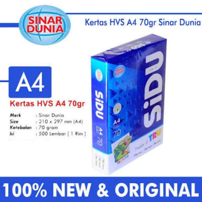 

Eksklusif Kertas Print Fotocopy HVS Sidu Sinar Dunia A4 70Gr 70 Gr 70 Gram Murah Hot