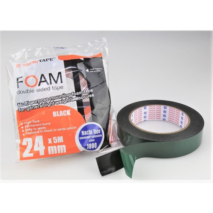Double tape foam lebar (2,4cm) 24mmx5M isolasi bolak balik spon perekat lampu led strip lengket