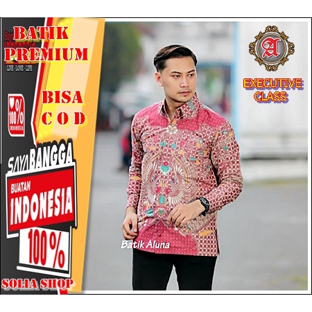 W077 Baju Batik Pria  Kemeja Undangan Pesta Kerja  Lengan Panjang  Premium Original