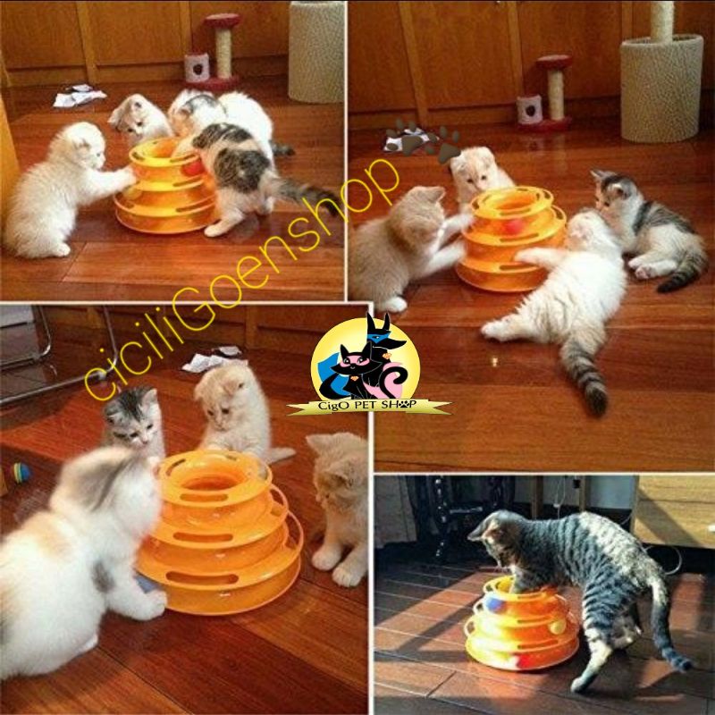 BONUS CATNIP!! Mainan interaktif Kucing cat Play Toy Tower of tracks free bola track 3 tingkat susun