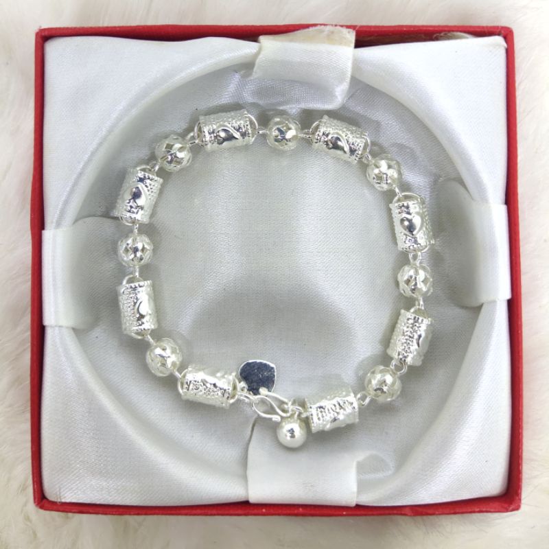 Gelang lapis perak bambu bola