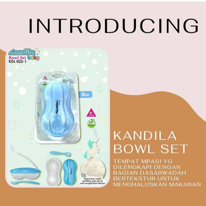 Kandila Bowl With Spoon Set / mangkok bayi/ sendok garpu/ alat makan bayi/ perlengkapan makan kdl022-1