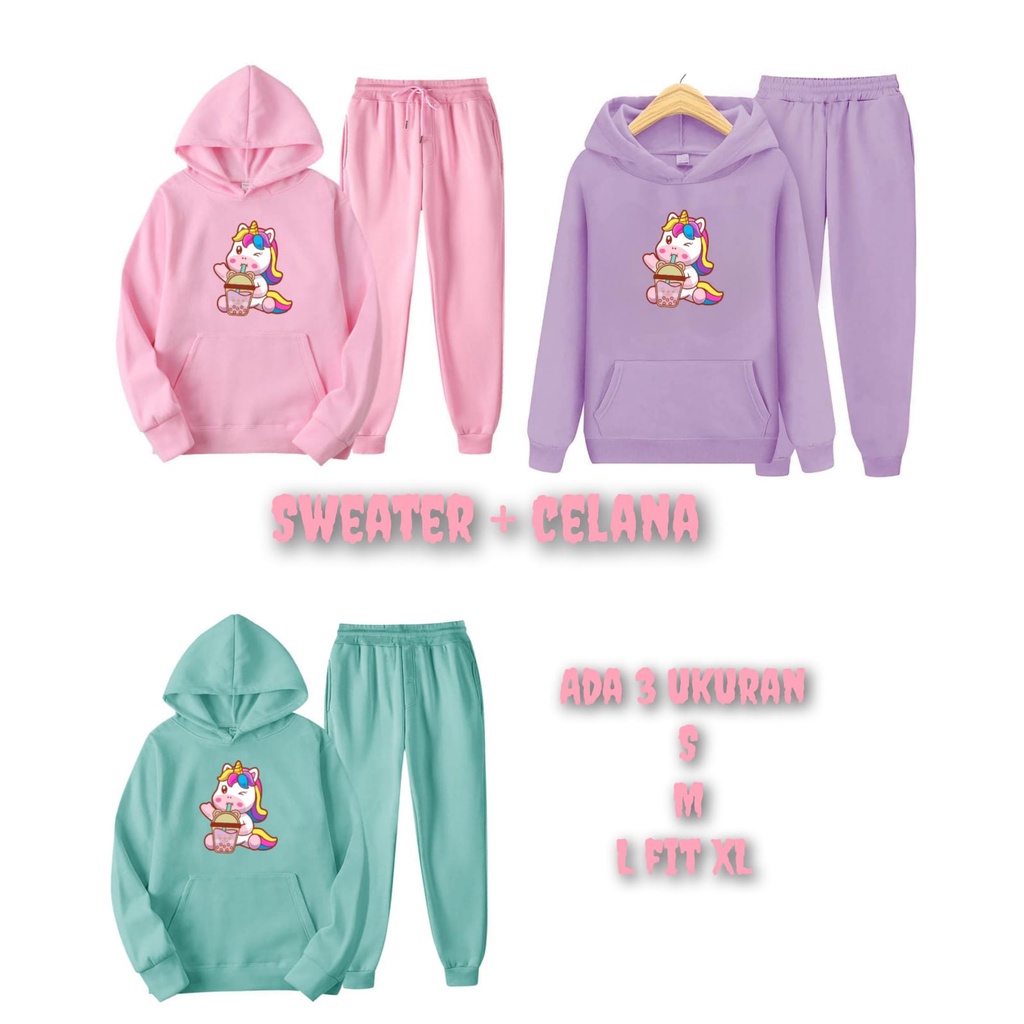mukzhop -  Stelan anak dan abg boba 9  | satu set sweater hoodie dan celana | fashion anak