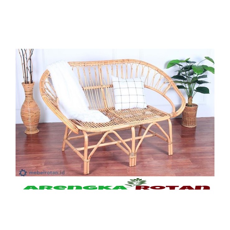 KURSI SOFA ROTAN 2 DUDUKAN MOONLY | BANGKU ROTAN | SOFA 2 SEATER  Import
