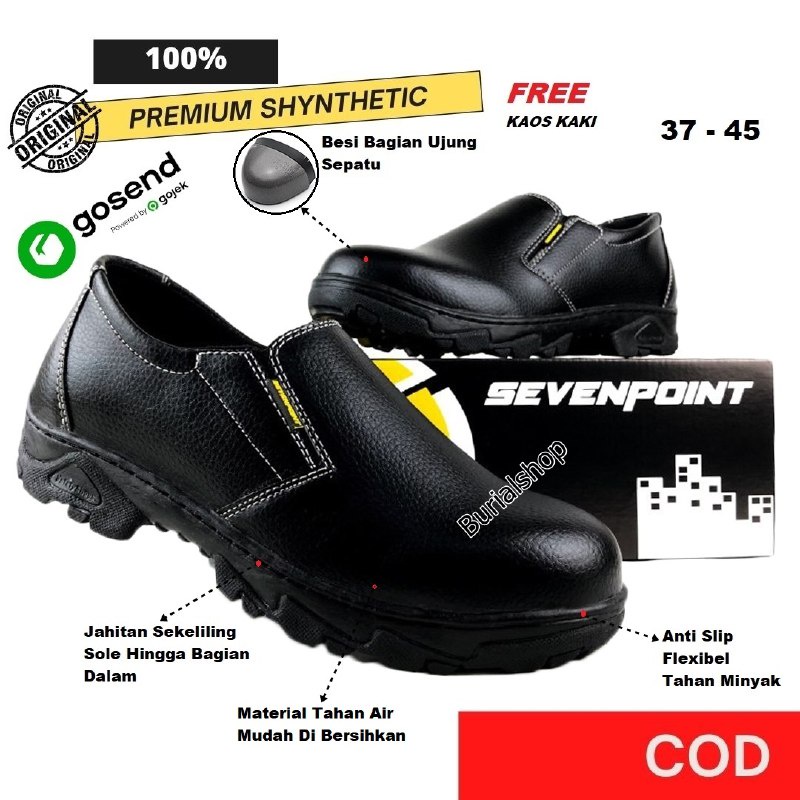 Sepatu Safety Slip On Original Septi Pria Wanita Ujung besi Septy Slop Selop Kerja Lapangan Proyek 03