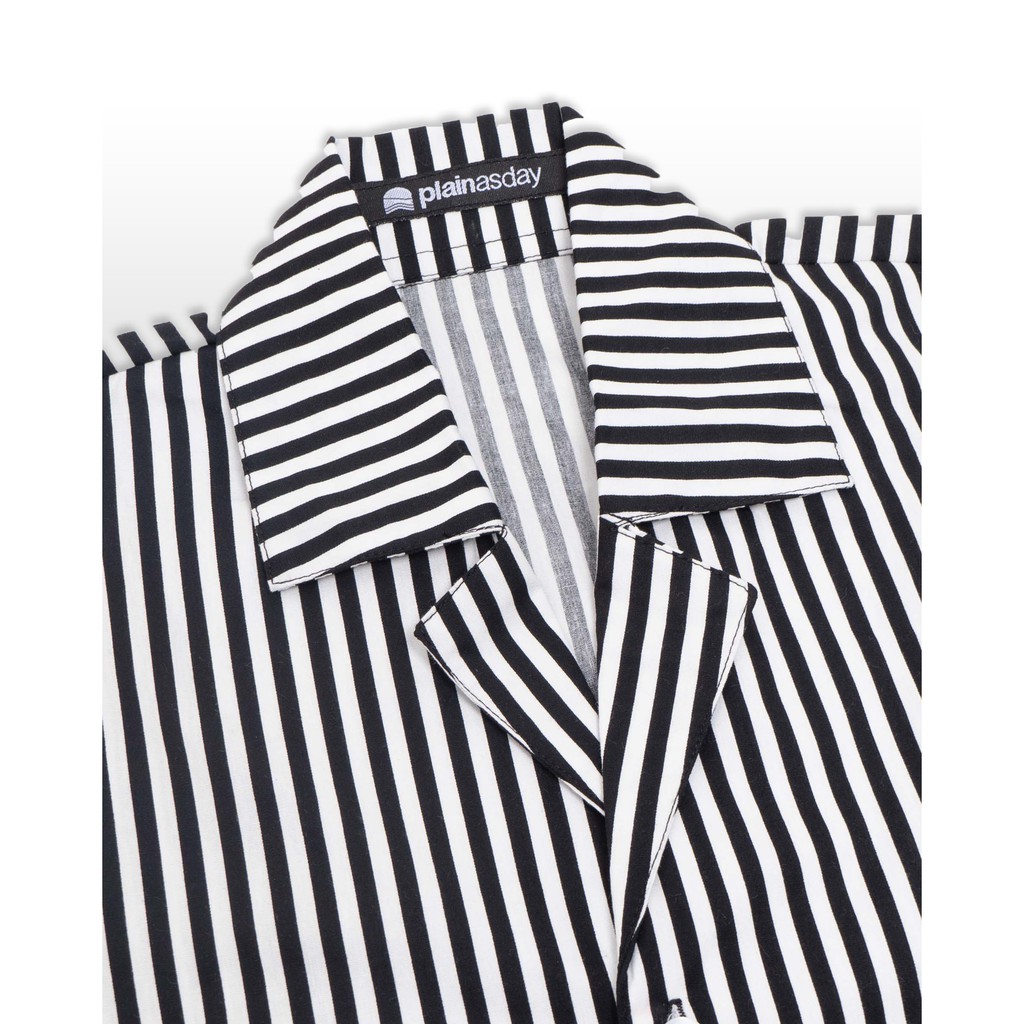 PLAIN STRIPE SHIRT - BLACK WHITE [KEMEJA SALUR]