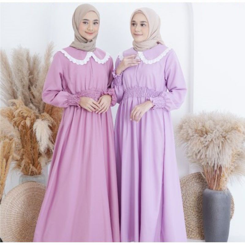 Gamis Motif Delila Dress Original Adieva Mat Cotton Viscose Import
