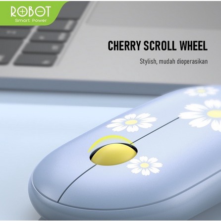 ROBOT Mouse Wireless M230 Stylish 2.4GHz Silent Optical 1600DPI Receiver USB Garansi Original Resmi - FLOWER