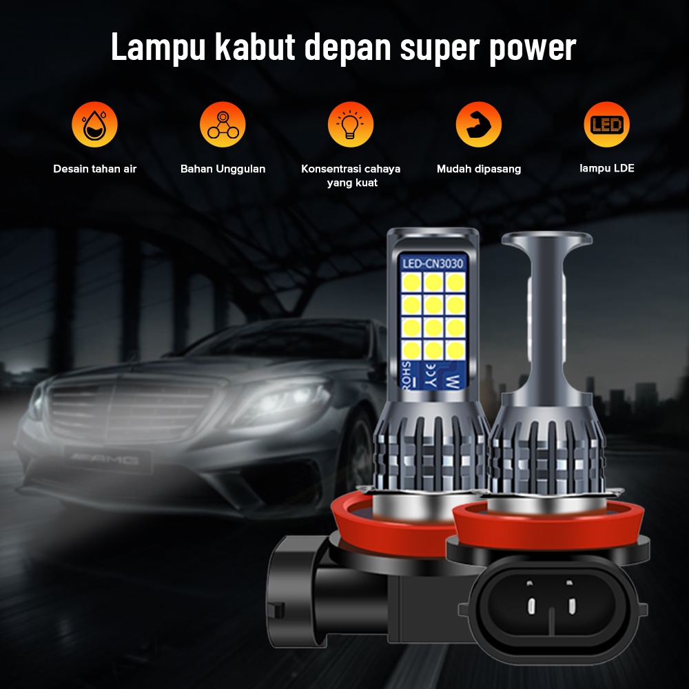 Mobil Led 2pcs 1H8 H9 H11 Super Terang Foglamp 12-24V Foglamp 1 pcs Foglamp Two Color