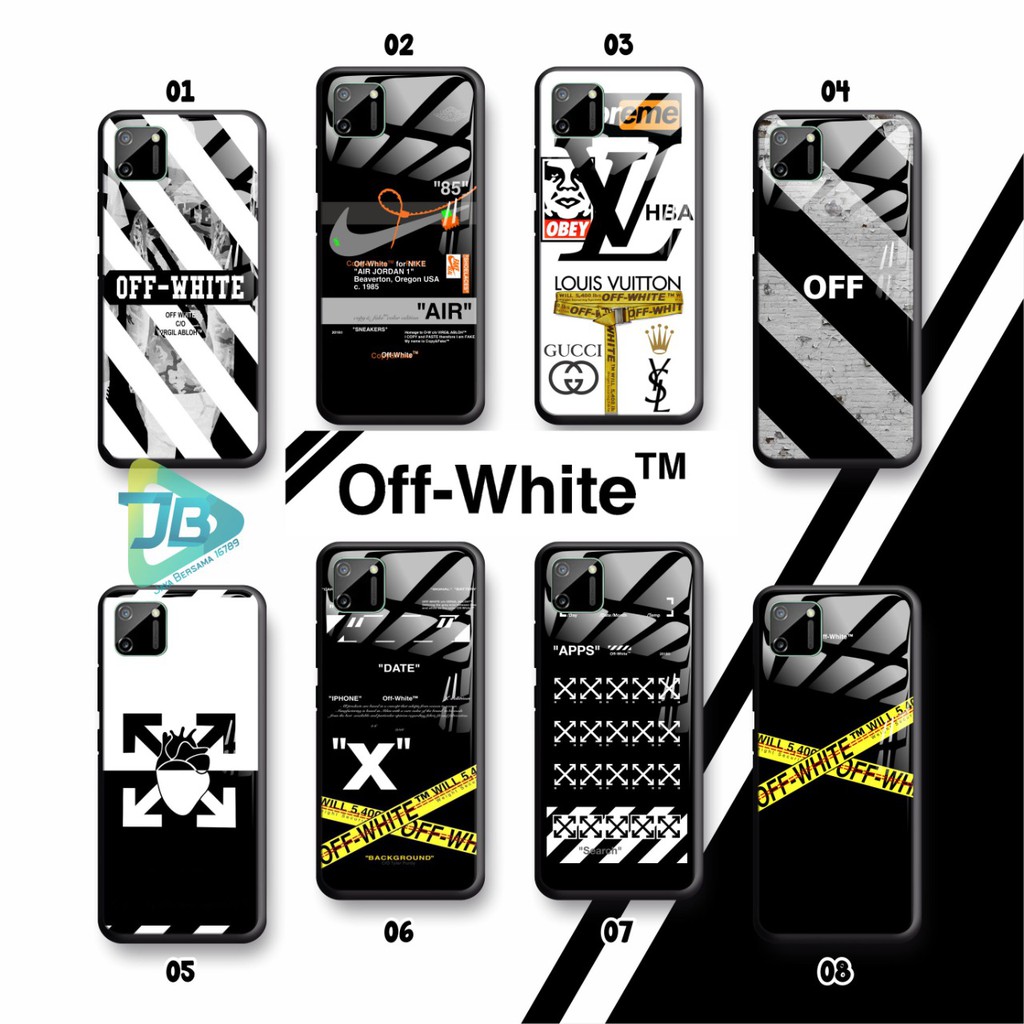 SOFTCASE BACK CASE GLASS KACA OFF WHITE IPHONE 5 6 6S 6+ 6S+ 7 7S 7+ 8 8+ X XS XR 11 12MINI JB2823