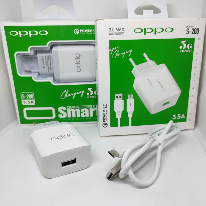 Charger Casan Oppo S-200 Quick Charger Output 2.4A Kabel Micro USB