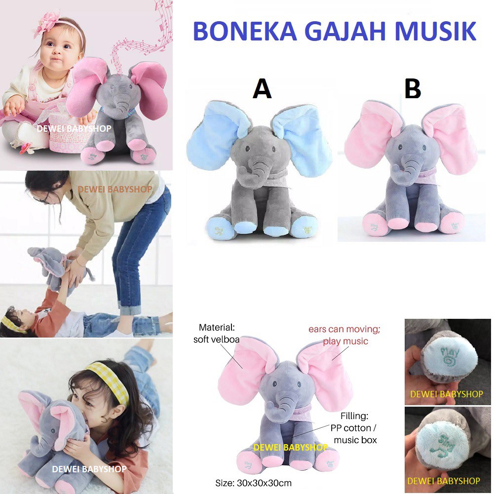 Boneka Gajah Mainan Edukasi Musik Anak Bayi ( Elephant Doll Baby Toy )
