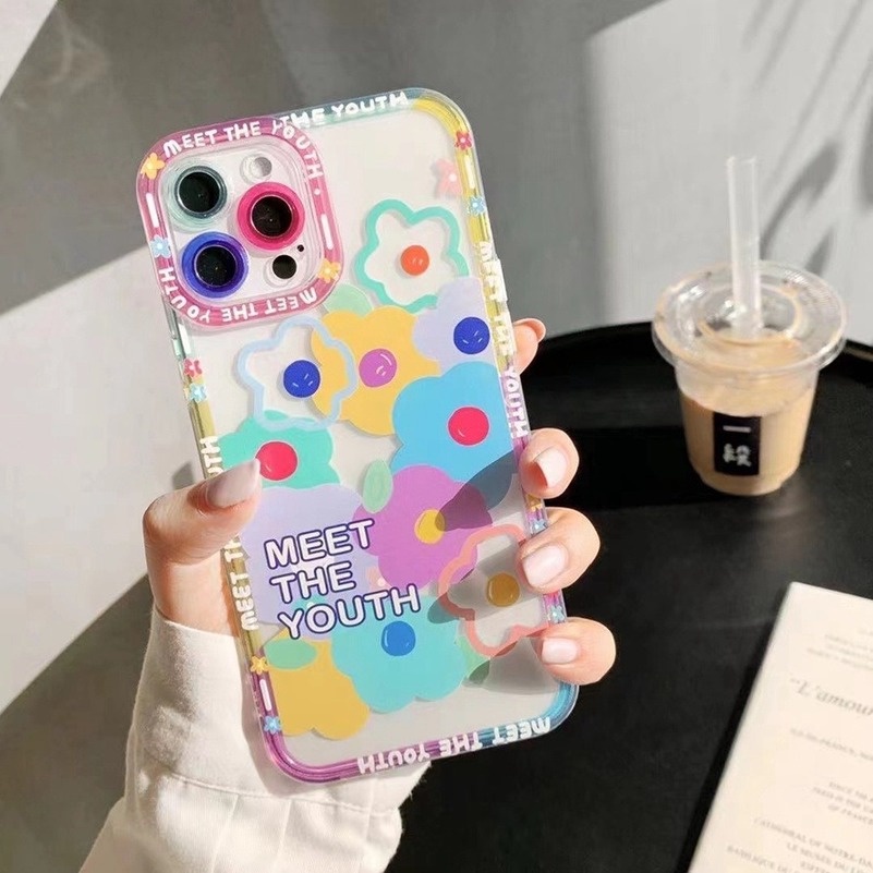 Casing Tpu Compatible for iPhone 14 13 12 11 Pro Max X Xr Xs Max iPhone 7 8 6 6s Plus Motif Smiley Phone Case shockproof Cover