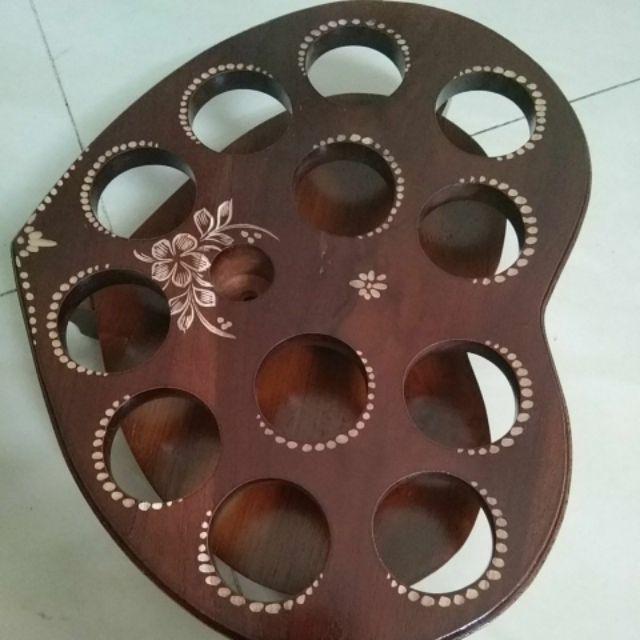 Tempat Aqua Gelas Model Love Dari Kayu Jati