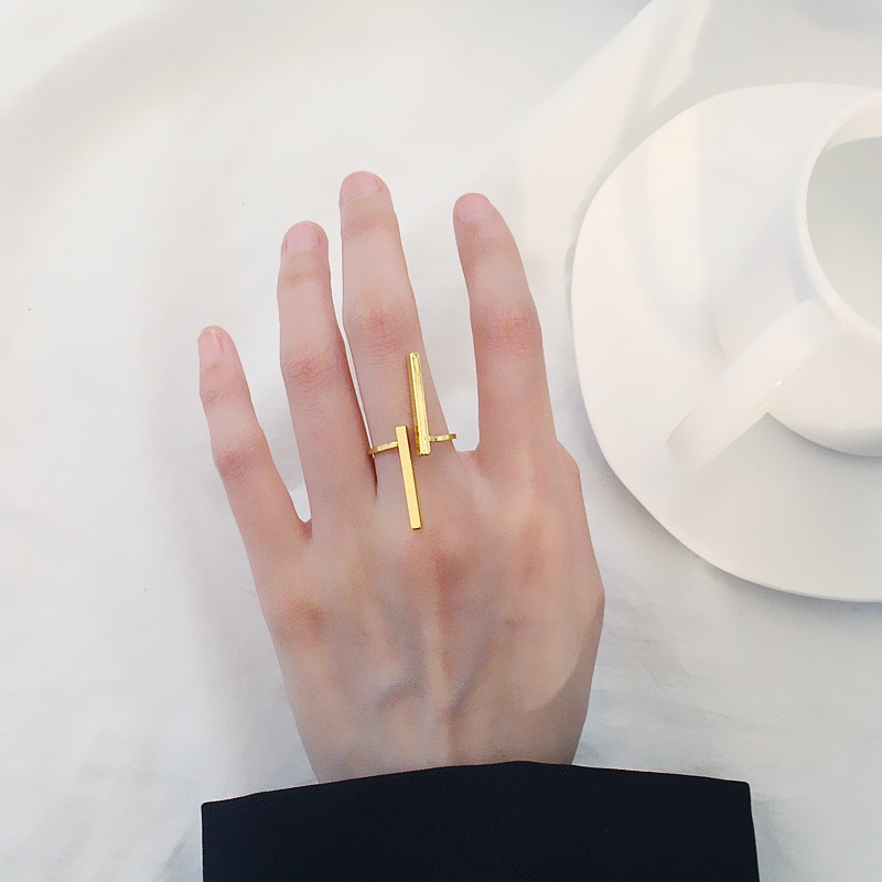 Cincin Model Terbuka Desain Geometri Gaya Simple Kreatif Untuk Wanita