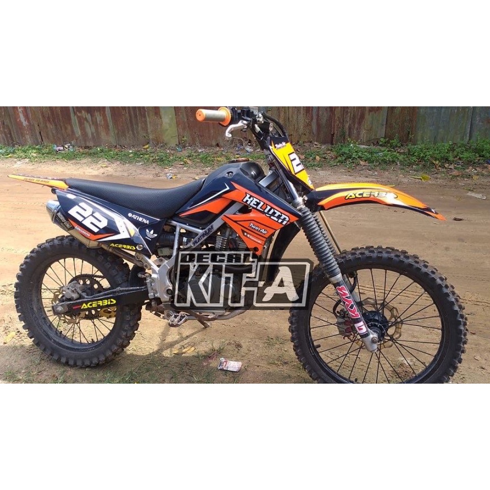 Decal Sticker Kawasaki Klx 150 S Dekal Klx 150L Decal Dtracker Old Oren Hitam