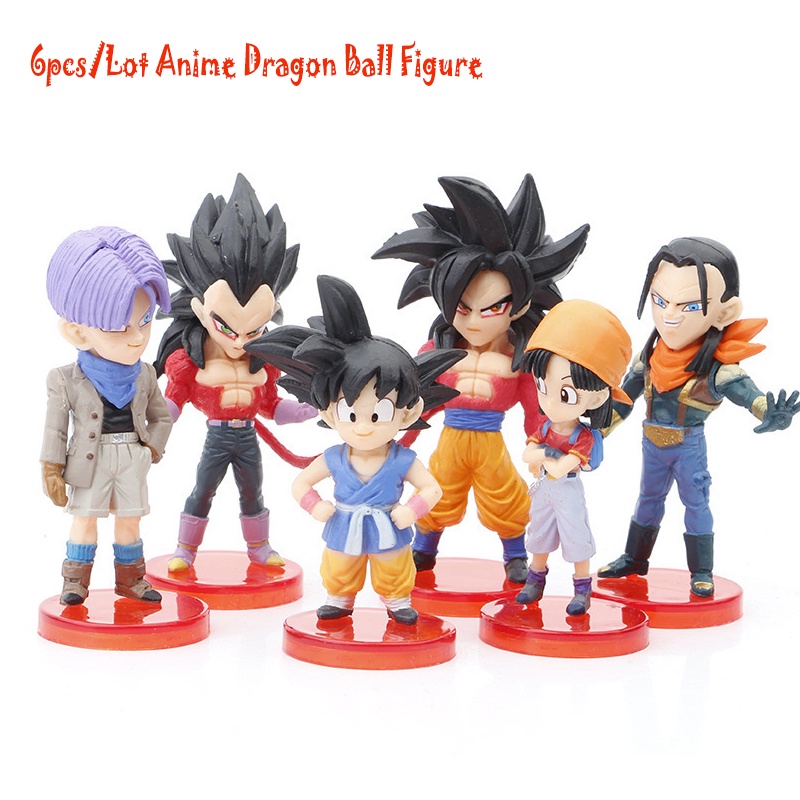 6pcs Childhood Dragon Ball Super Gogeta Action Anime Figure Dragon Ball Super Saiyan Goku Vegeta Figura Pvc Model Toy