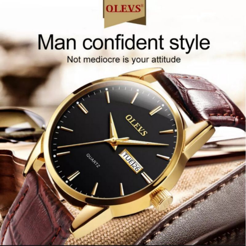 Jam Tangan Kulit Pria OLEVS 6898 Original 100%