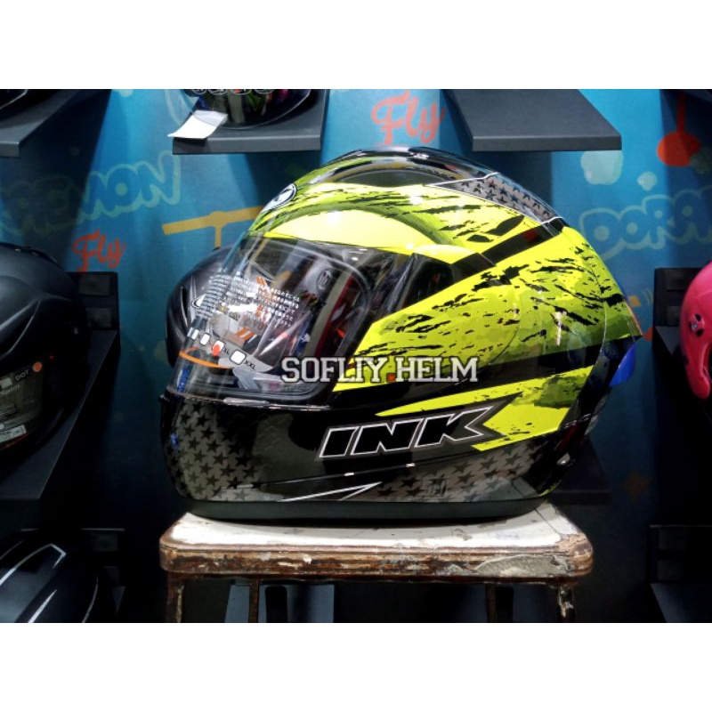 HELM INK CL MAX SERI 7 BLACK YELLOW FLUO INK HELM CLMAX CL-MAX FULL FACE