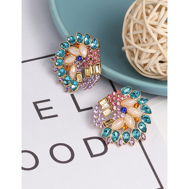 LRC Anting Tusuk Fashion Color Flower Stud Earrings F63750