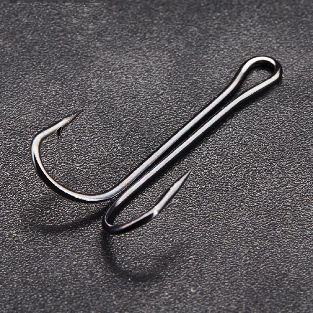 QUINTON Fish Accessories Double Fishing Hook Soft Lure Barbed Hook Jig Bass Fishing Hook for Carp Fishing 10pcs/lot Jig Hook Carbon Steel Fishing Tackle Fly Tying Duple Hook