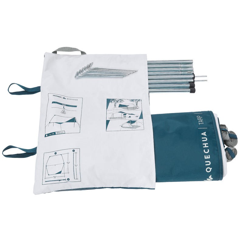 QUECHUA Tenda Terpal Kemah Camping Multifungsi SPF 50+ Tahan Air dan Angin - L