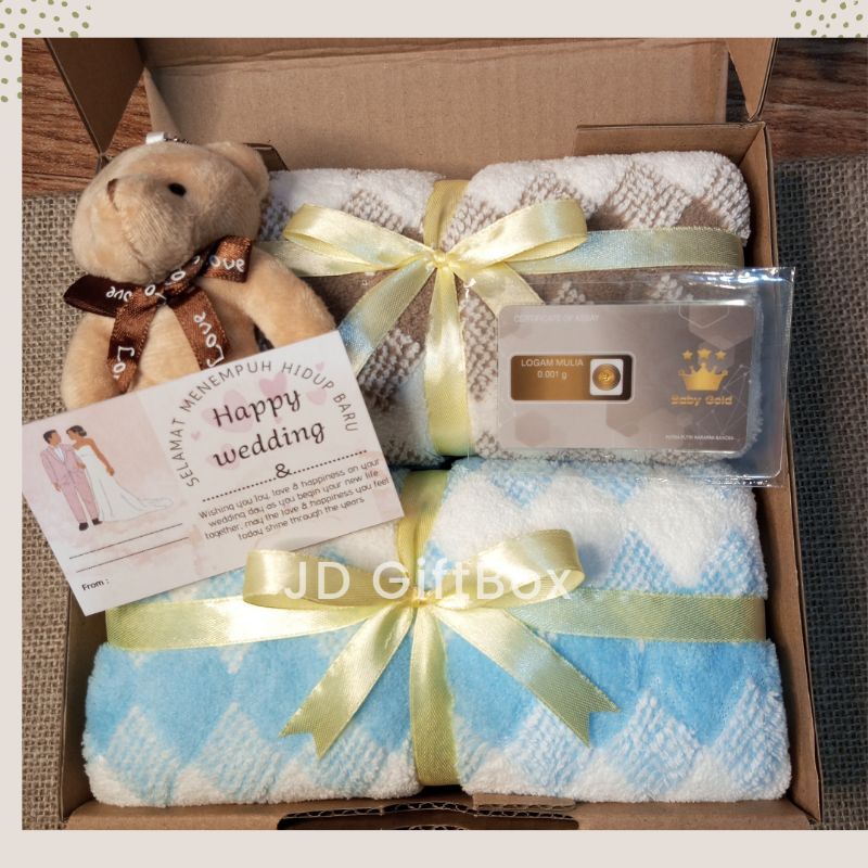 Kado pernikahan/hampers wedding/hampers handuk dan baby gold/Hampers pernikahan giftbox