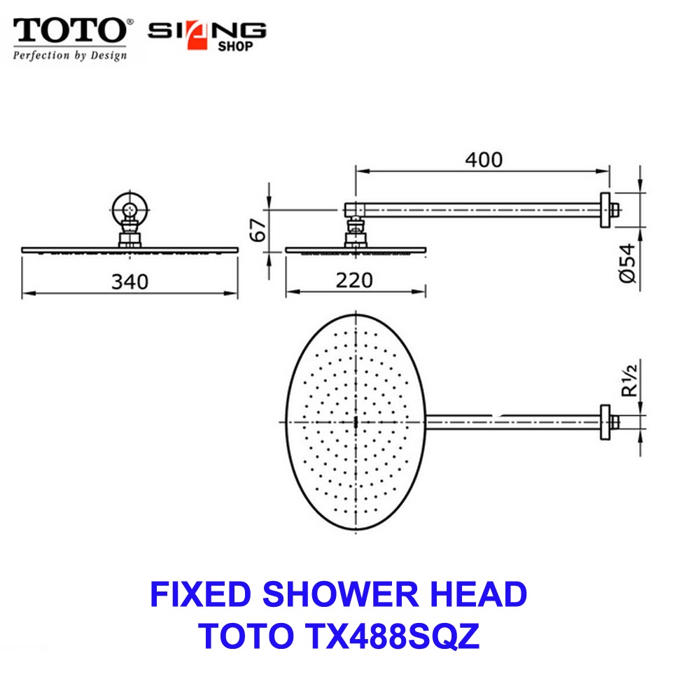 Shower Kepala TOTO TX488SQZ Fixed Shower Head