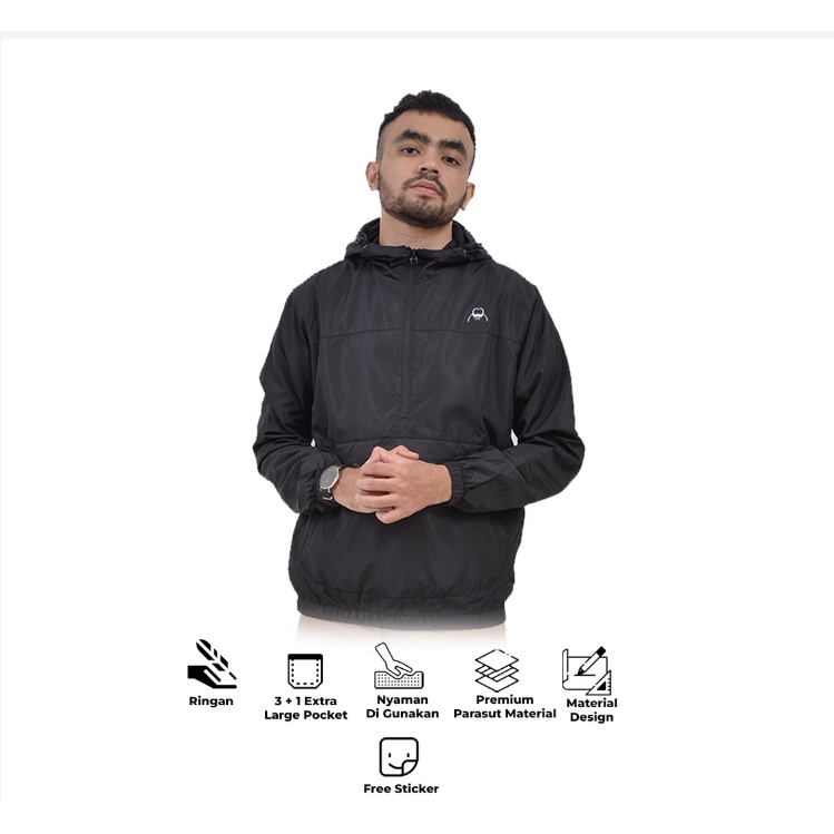 BREY Jaket Pria Cagoule Parasut Hoodie Maze Jacket