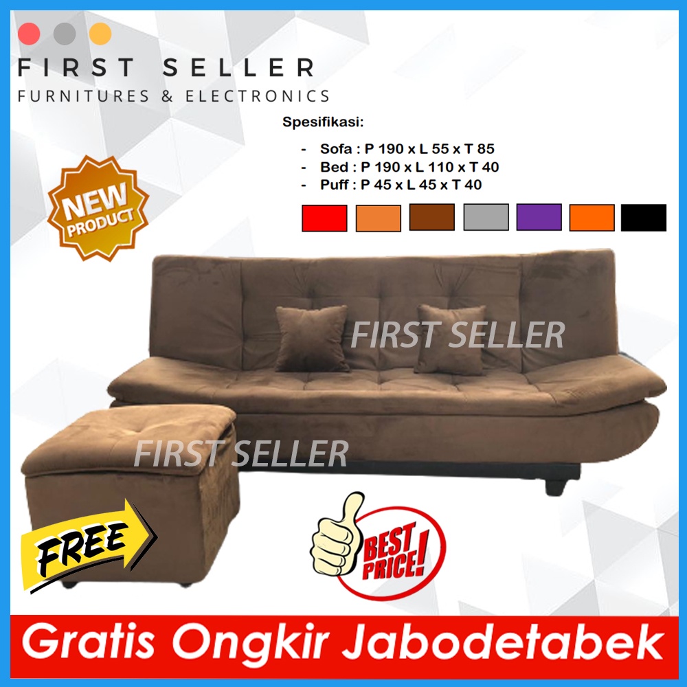 [FREE ONGKIR + PUFF] SOFABED FLUSH TOP / SOFA BED JASMINE PILLOW TOP SUPER NYAMAN MINIMALIS ORIGINAL