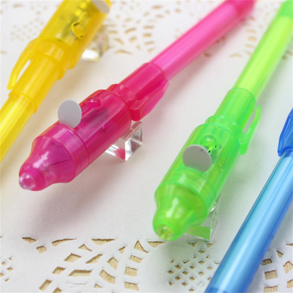 R-flower 3Pcs Random Color 2in1 Invisible Ink Pen Hot Drawing Magic Secret Check Money Tool