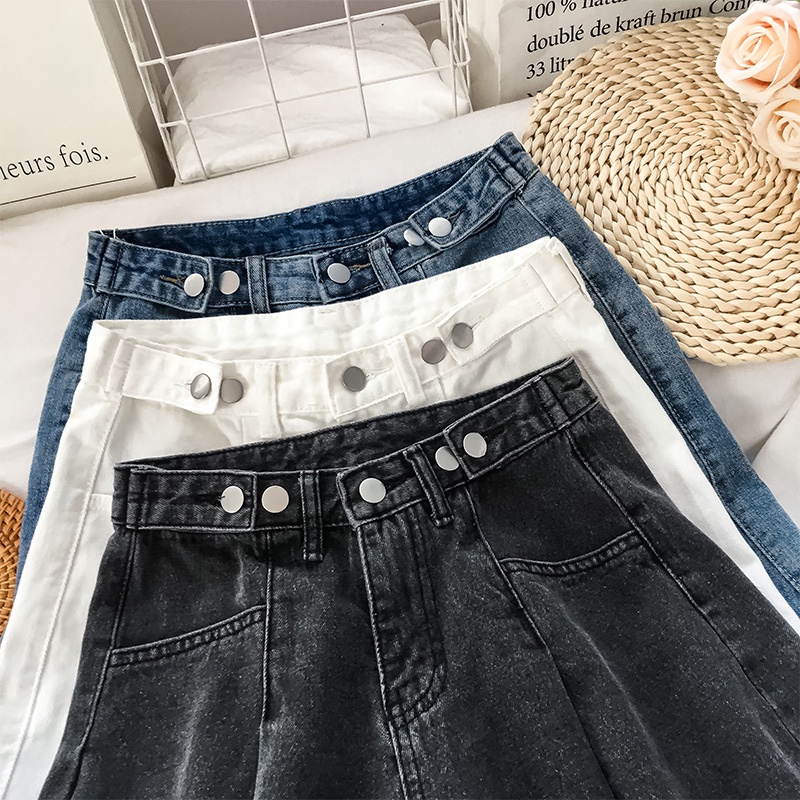 Korean Style Highwaist Loose Jeans Pendek Wanita Import/Celana Jeans Pendek Cewe（realpict）