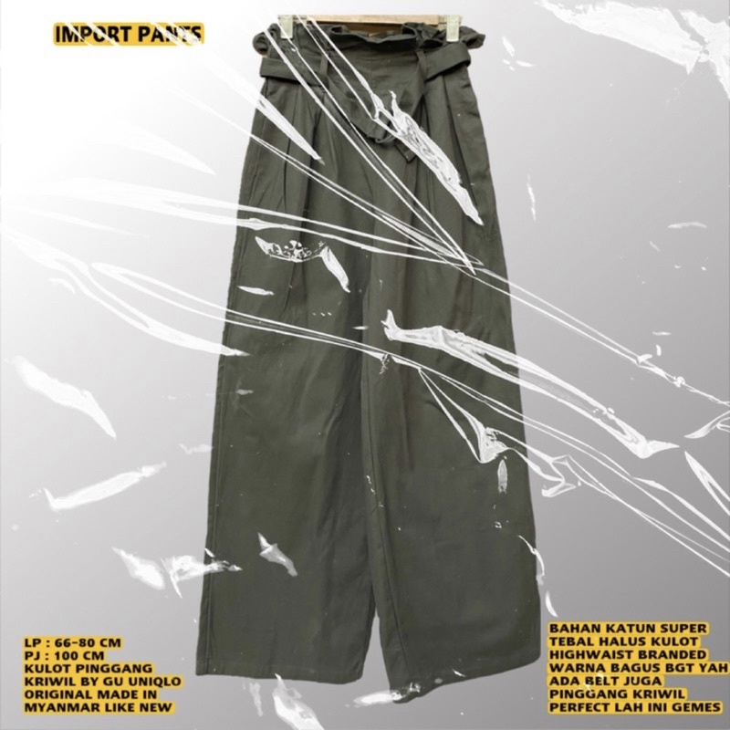 GU ORIGINAL/KULOT GU/GU PANTS/HIGHWAIST KULOT/ARMY KULOT/BRANDED KULOT/BRANDED JEANS/GU PANTS/KULOT 