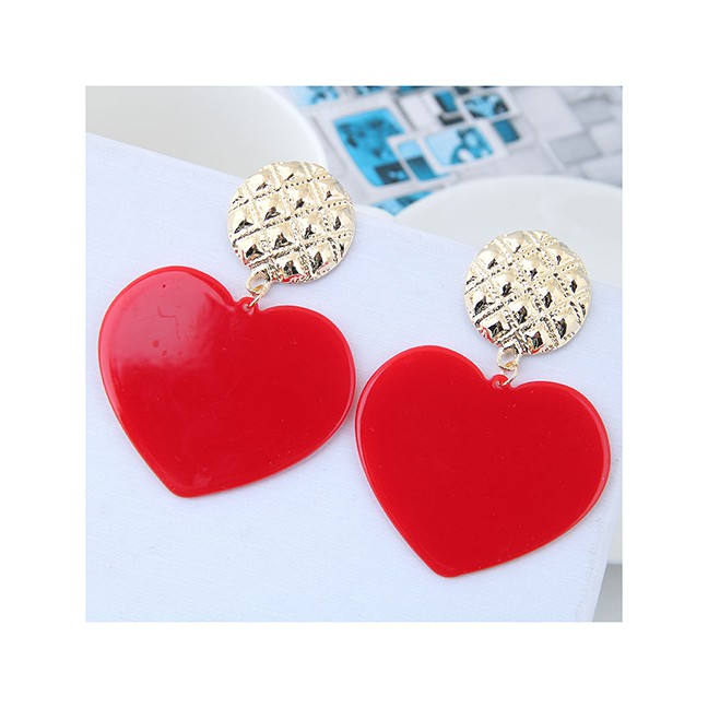 LRC Anting Tusuk Fashion Metal Heart Shape Earrings A5724X