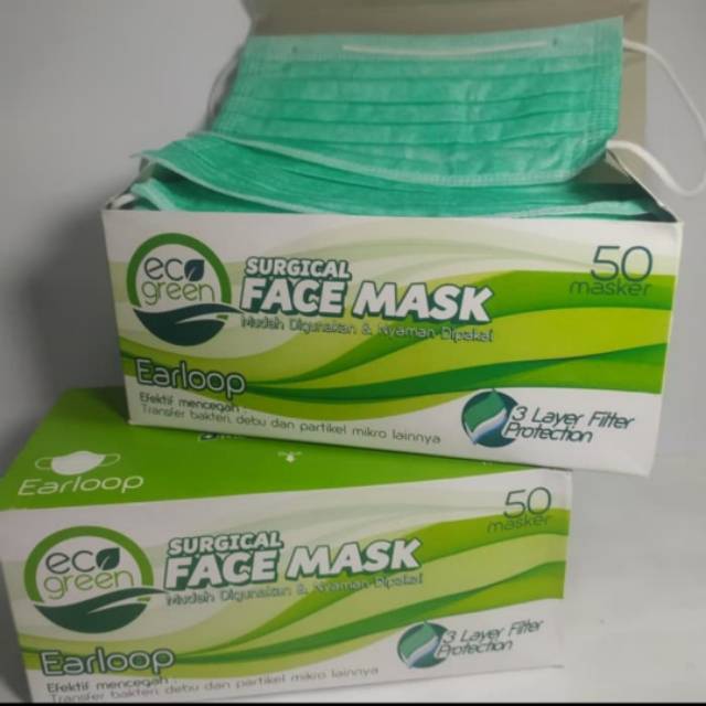 Masker Eco Green Face Mask 3 Ply_ada kemenkes