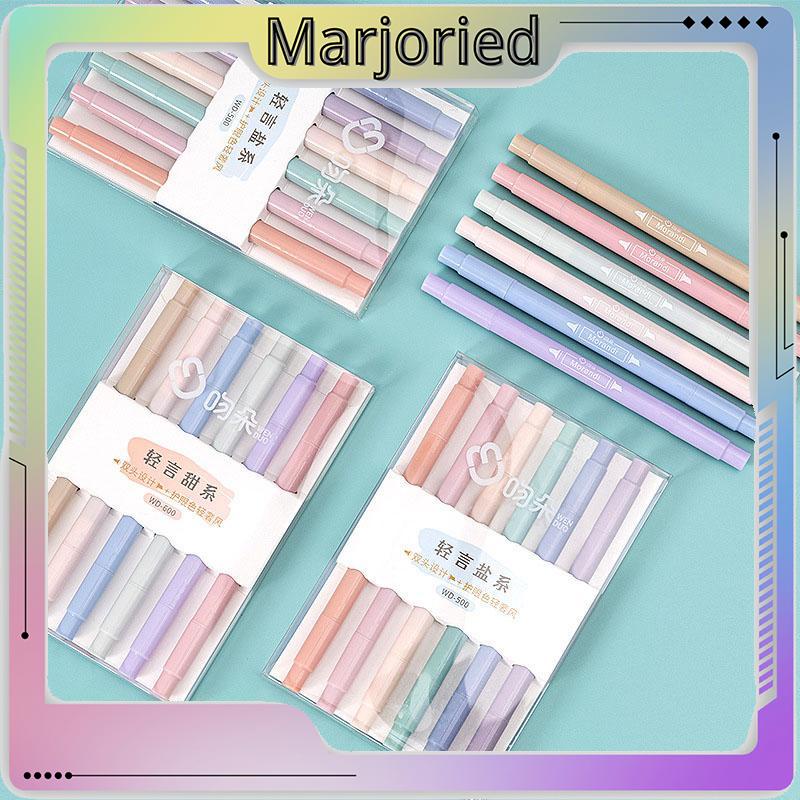 6PCS Spidol Highlighter Dua Sisi Ujung Lembut-MJD