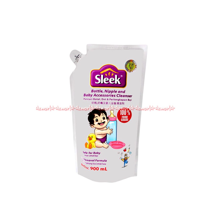 Sleek Bottle Nipple Sabun Pembersih Cair Untuk Perawatan Bayi Kemasan Refill 900ml