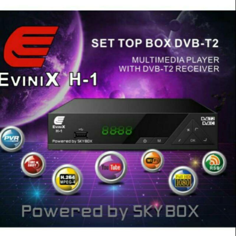 Evinix Set Top Box Receiver TV Digital DVBT2 Evinix H-1