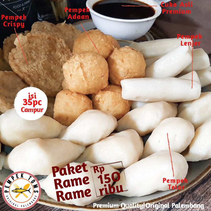 

Pempek Asli Palembang Tenggiri Super,Paket RameRame 35Pc Campur Bisa Request