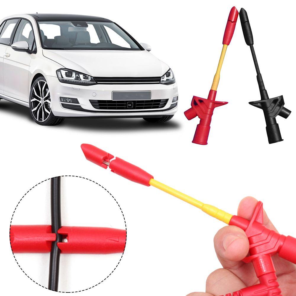 Top 2PCs/pak Klip Kait Tes Baru Ditingkatkan Mudah Digunakan Universal 1000V 10A 4mm Soket Fleksibel Testing Probe